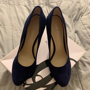 Blue suede high heel shoes- Nine West